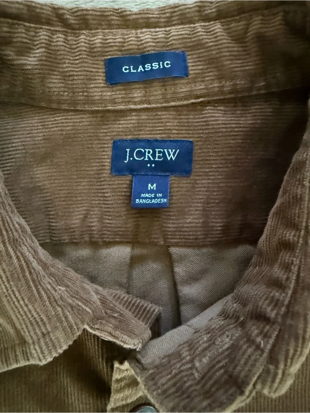 J.Crew Classic Stretch Corduroy Work Shirt Brown Men’s Medium